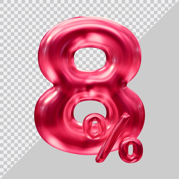 representación 3d del 8 por ciento con estilo moderno