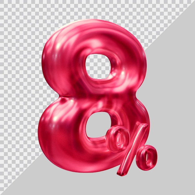 representación 3d del 8 por ciento con estilo moderno