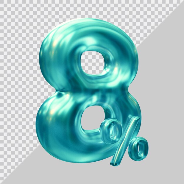representación 3d del 8 por ciento con estilo moderno