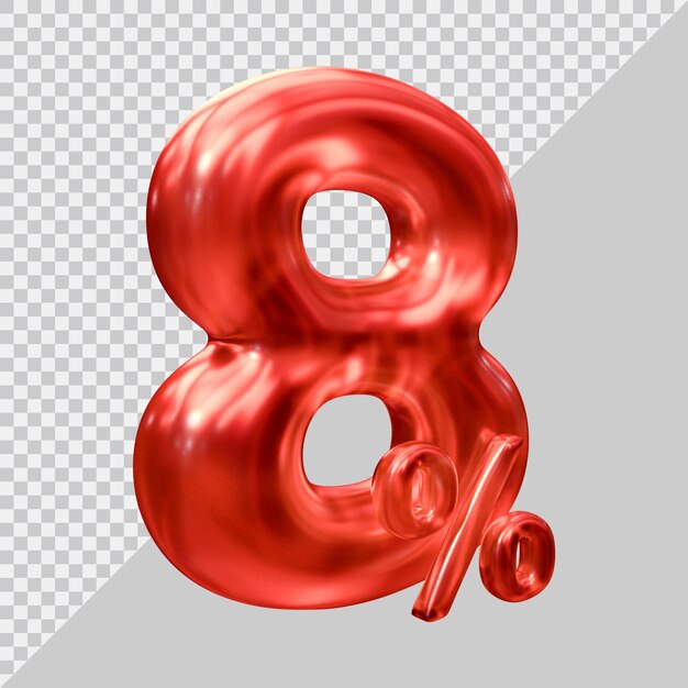 representación 3d del 8 por ciento con estilo moderno