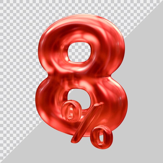 representación 3d del 8 por ciento con estilo moderno