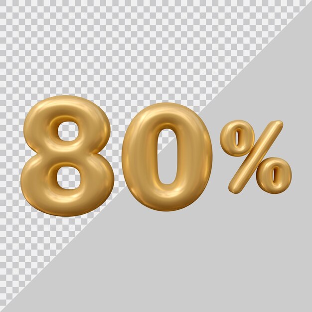 Representación 3d del 80 por ciento con estilo moderno.