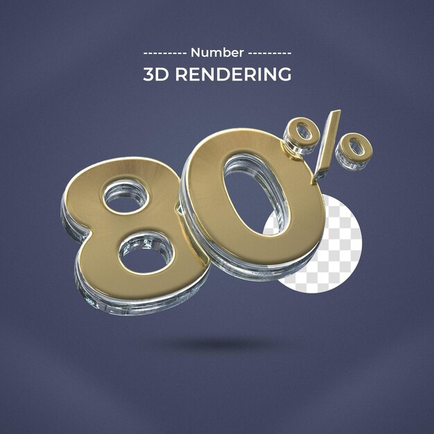 Representación 3d del 80 por ciento con fondo transparente