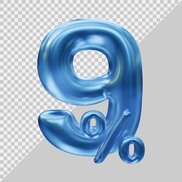 representación 3d del 9 por ciento con estilo moderno