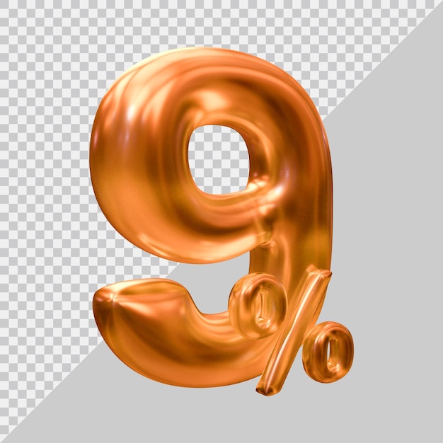 representación 3d del 9 por ciento con estilo moderno