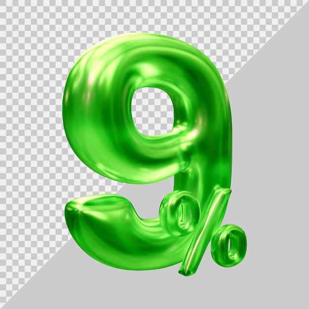 representación 3d del 9 por ciento con estilo moderno