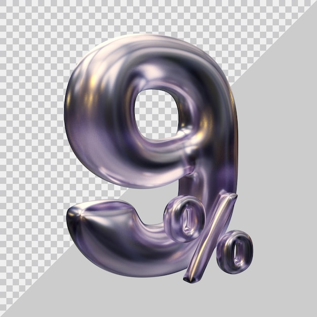 representación 3d del 9 por ciento con estilo moderno
