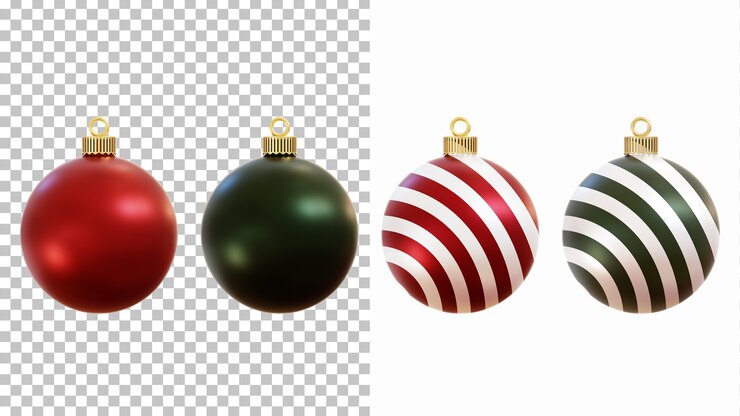 PSD representación 3d de adornos navideños aislados