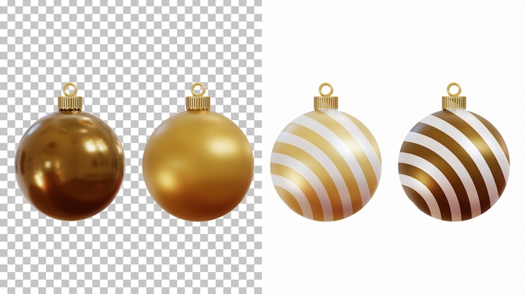 PSD representación 3d de adornos navideños aislados