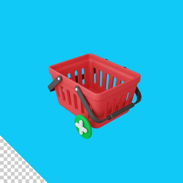 PSD representación 3d agregar al carrito aislado útil para el comercio electrónico o la ilustración de diseño en línea de negocios