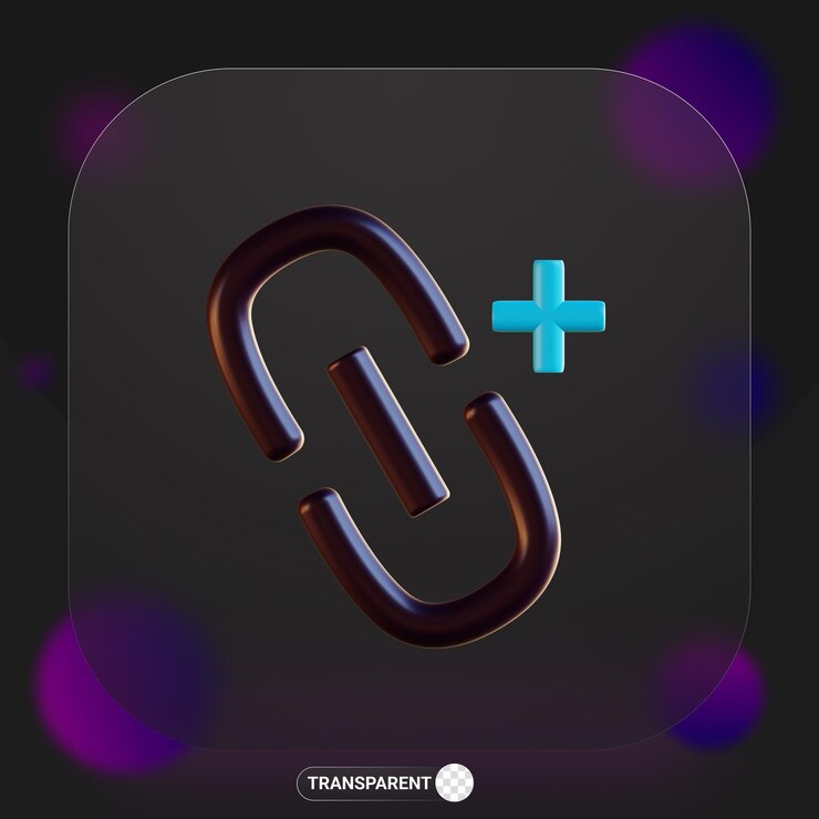 PSD representación 3d agregar icono de enlace tema oscuro