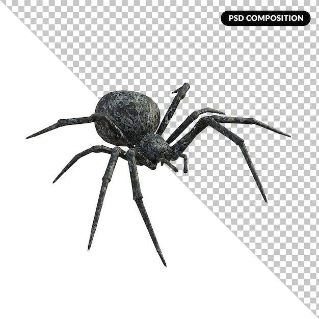 PSD representación 3d aislada de araña