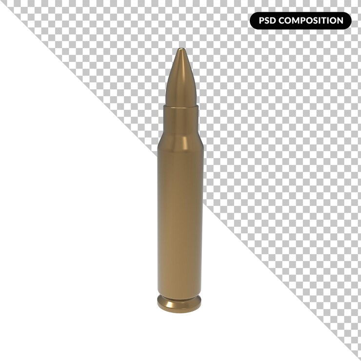 PSD representación 3d aislada de bala