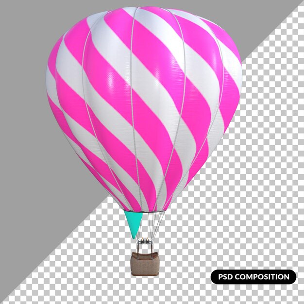 Representación 3d aislada del globo de aire caliente