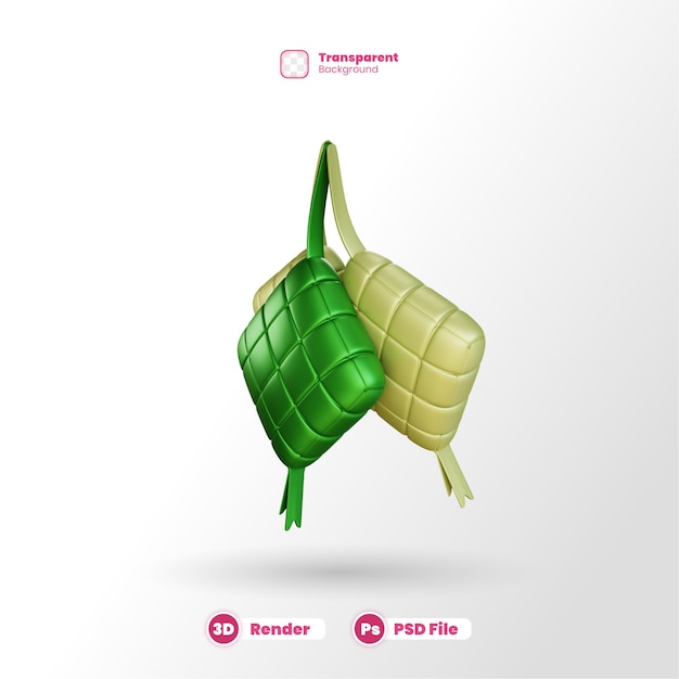 PSD representación 3d aislada de ketupat con fondo transparente