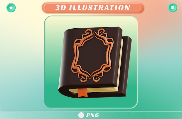 PSD representación 3d al corán icono ramadán