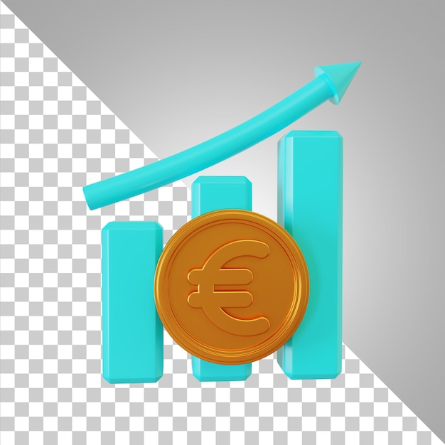 Representación 3d alcista del gráfico del euro