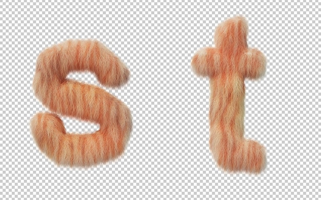 Representación 3D del alfabeto de efecto de pelo de gato