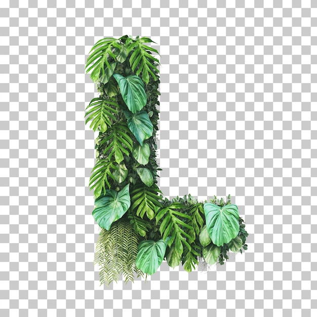 Representación 3D del alfabeto de jardín vertical (Letra L)