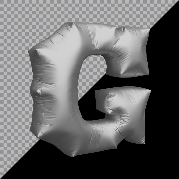PSD representación 3d del alfabeto letra g globo plateado