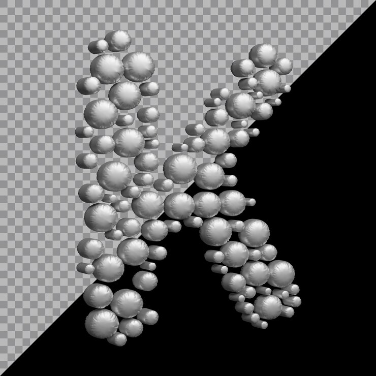 PSD representación 3d del alfabeto letra k globo plateado