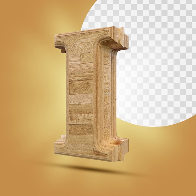 PSD representación 3d del alfabeto de madera aislado