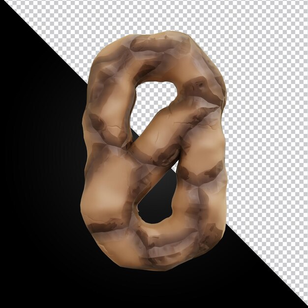 Representación 3d del alfabeto número 0 aislado