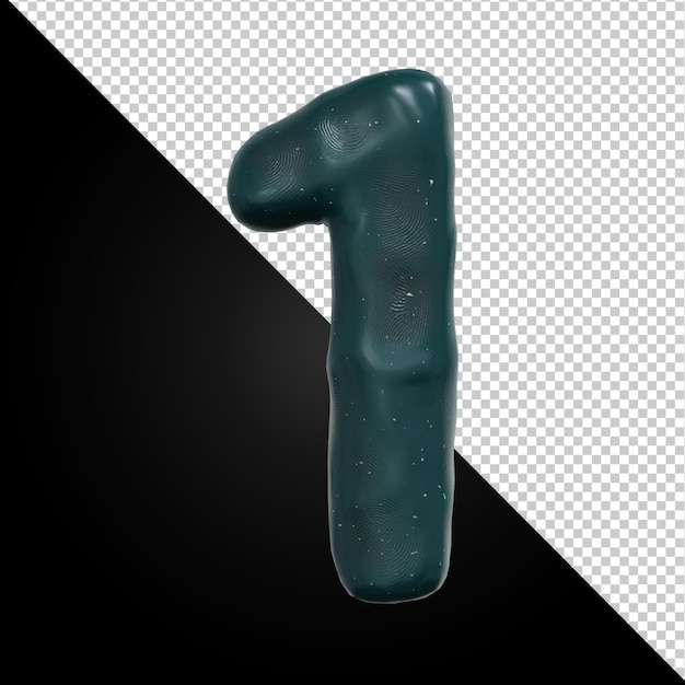 Representación 3d del alfabeto número 1 aislado