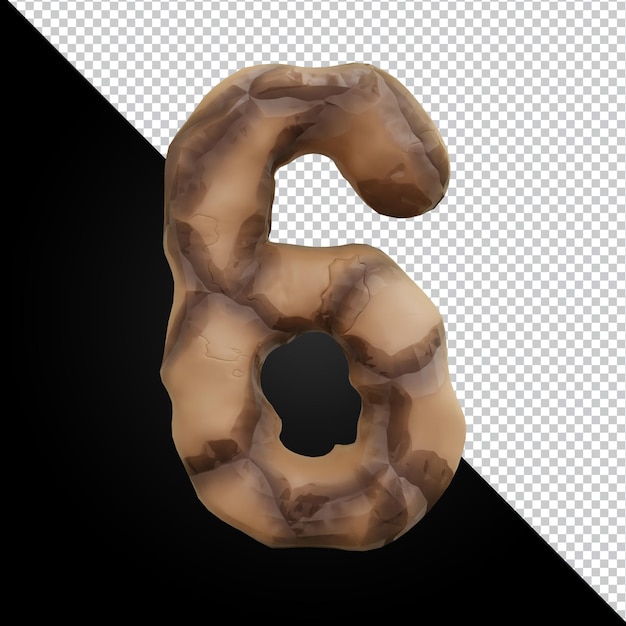 Representación 3d del alfabeto número 6 aislado