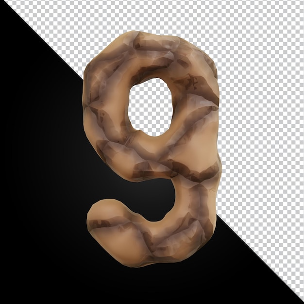 Representación 3d del alfabeto número 9 aislado