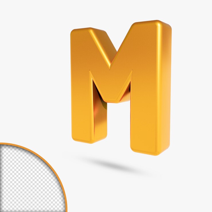 PSD representación 3d del alfabeto de oro metálico