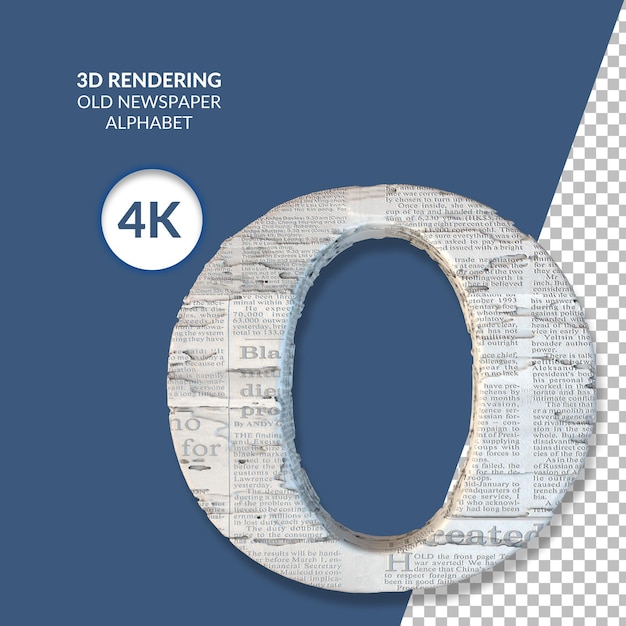 Representación 3D del alfabeto de periódico antiguo aislado