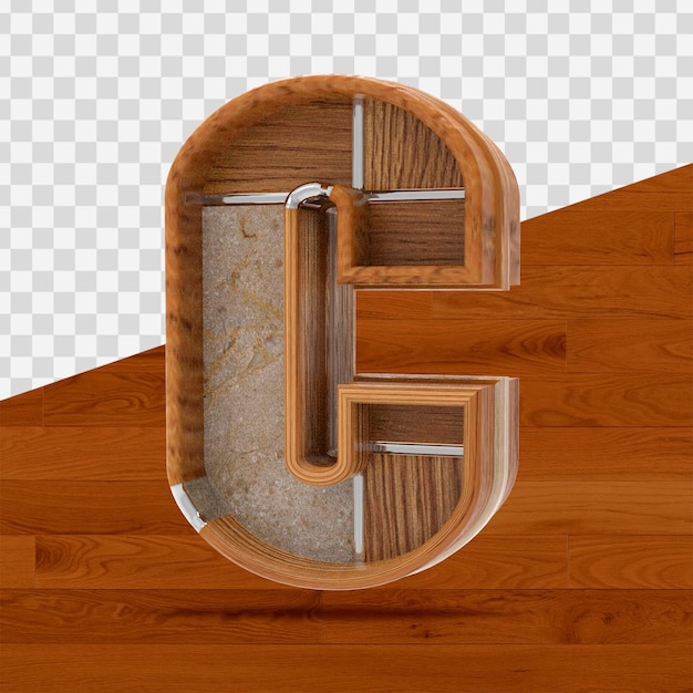 Representación 3d del alfabeto de textura de madera