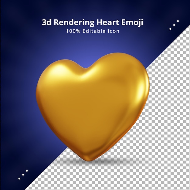 Representación 3d amor corazón de oro para el día de san valentín