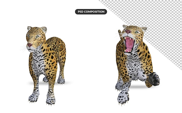 Representación 3d de animales jaguares