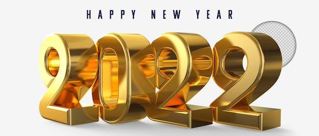 Representación 3d del año nuevo del oro 2021 aislada en fondo transparente