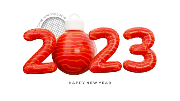 Representación 3d de año nuevo rojo 2023 aislada sobre fondo transparente
