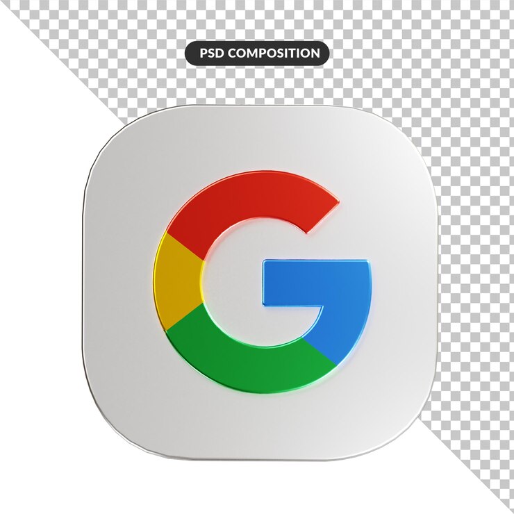 PSD representación 3d de la aplicación del logotipo de google aislada
