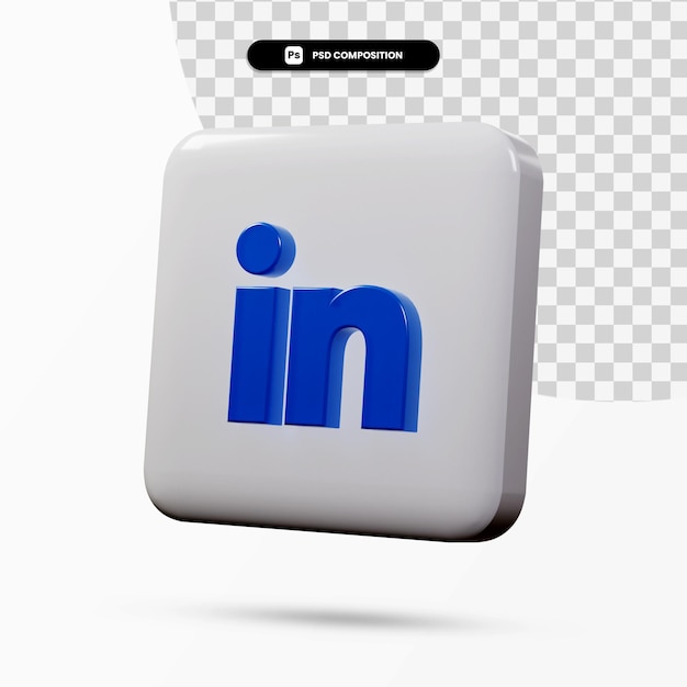 PSD representación 3d aplicación de logotipo de linkedin aislada