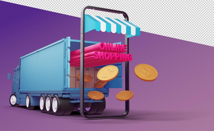 PSD representación 3d de aplicaciones móviles de compras en línea