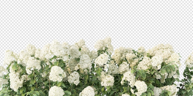 Representación 3d del árbol de hortensias