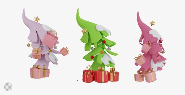 PSD representación 3d del árbol de navidad de dibujos animados