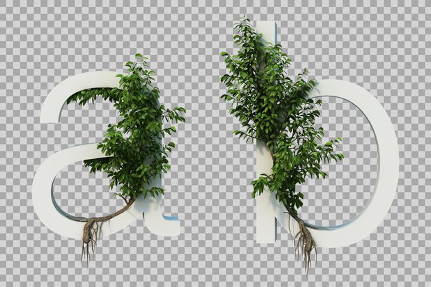 Representación 3D del árbol rastrero en el alfabeto ay el alfabeto b