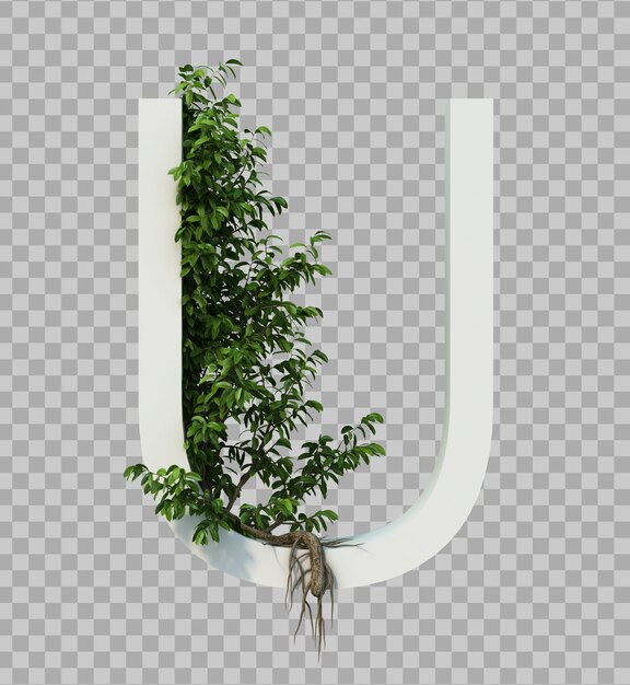 Representación 3D del árbol rastrero en el alfabeto U