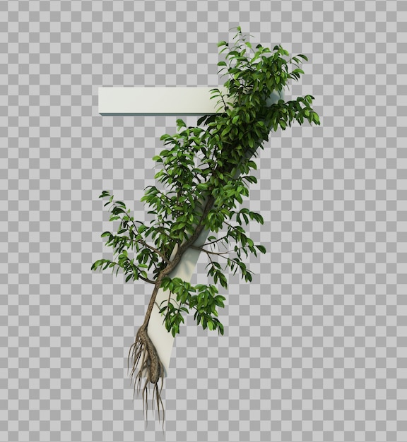 PSD representación 3d del árbol rastrero en el número 7