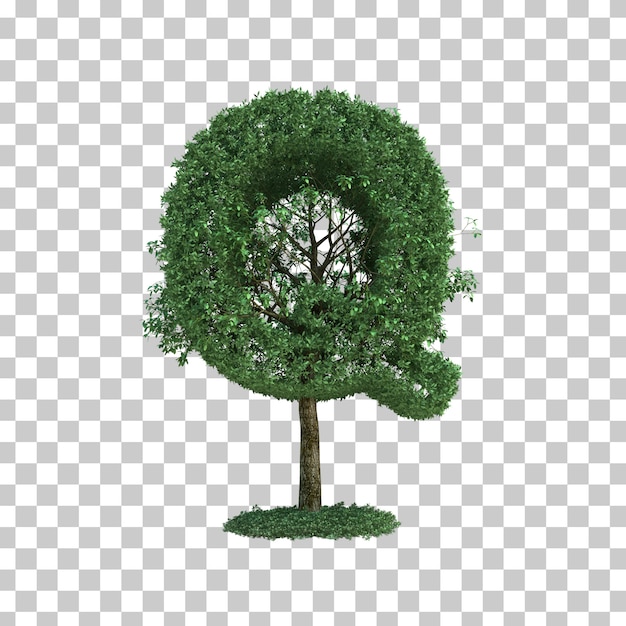 Representación 3D del árbol verde alfabeto Q