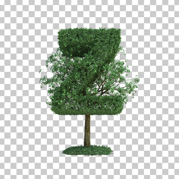 Representación 3D del árbol verde alfabeto Z