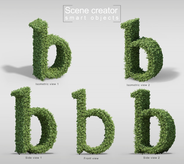 Representación 3d de arbustos en forma de letra b