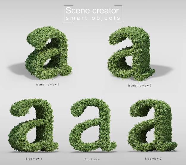 PSD representación 3d de arbustos en forma de letra a