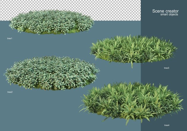 Representación 3D del arreglo de campo de flores